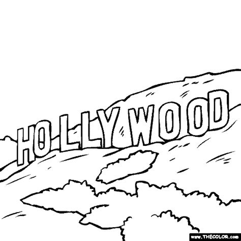 The Hollywood Sign Hollywood Sign Coloring Page - Hollywood Sign Coloring Page