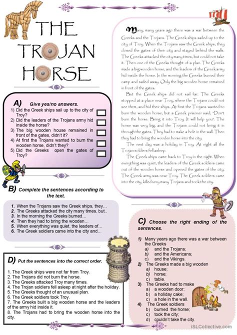 The Horse Worksheets Trojan Horse Worksheet - Trojan Horse Worksheet