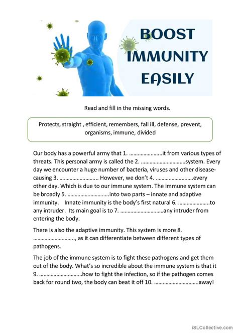 The Immune System Reading Comprehension Worksheet Games4esl Immune System Worksheet Elementary - Immune System Worksheet Elementary
