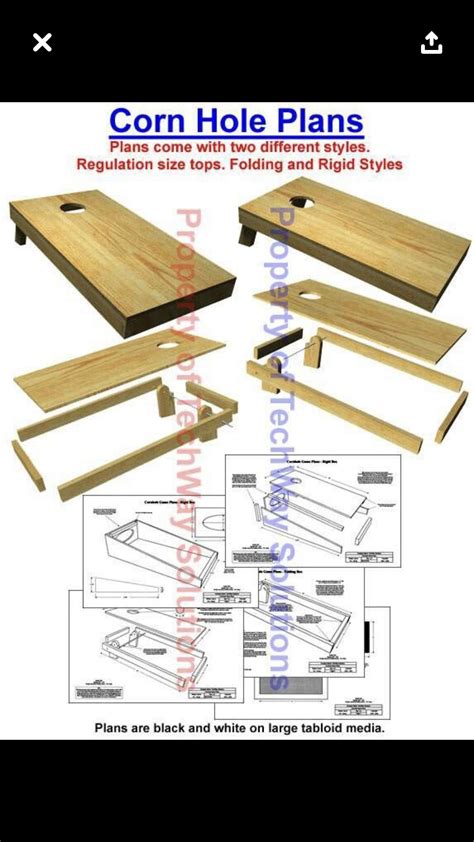 the instructions for how to build a corn hole table with two different