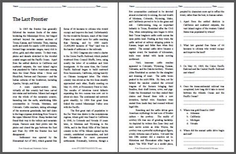 The Last Frontier Reading With Questions Student Handouts The Last Frontier Worksheet - The Last Frontier Worksheet