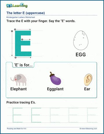 The Letter E Worksheet K5 Learning Letter E Preschool Worksheets - Letter E Preschool Worksheets