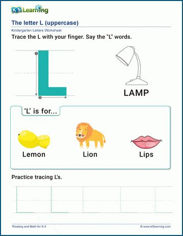 The Letter L Worksheet K5 Learning Letter L Worksheets For Preschool - Letter L Worksheets For Preschool