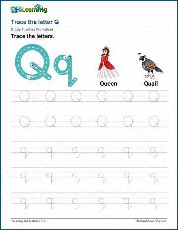 The Letter Q Worksheet K5 Learning Writing Letter Q - Writing Letter Q