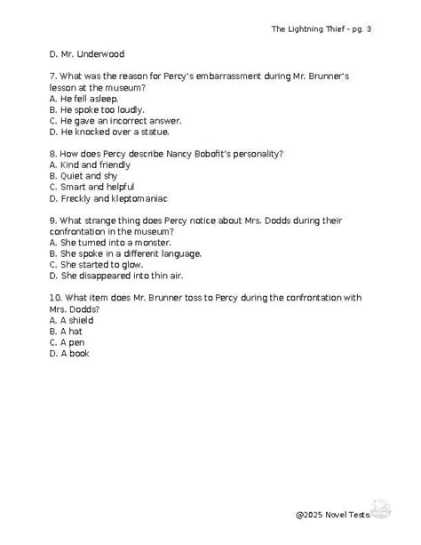 The Lightning Thief Ar Test Answers
