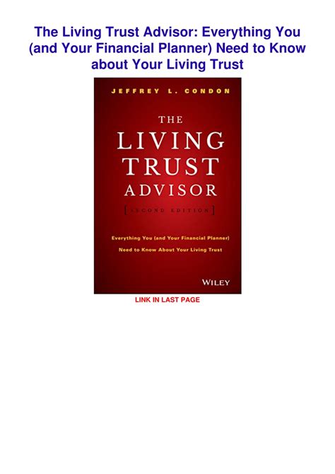 The Living Trust Advisor Everything You And Your Financial Planner Need To Know About Your Living Trust