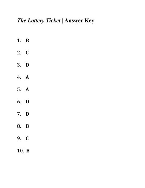The Lottery Answer Key
