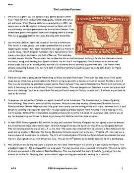 The Louisiana Purchase Grade 6 By Integrated Lessons Louisiana Purchase Lesson Plan 5th Grade - Louisiana Purchase Lesson Plan 5th Grade