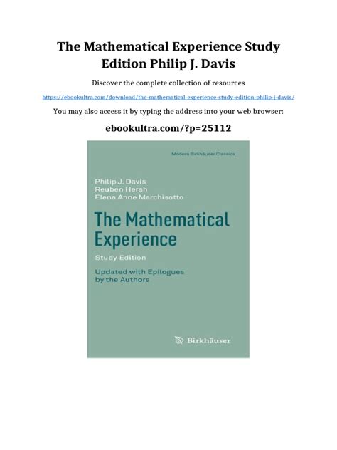 The Mathematical Experience Study Edition
