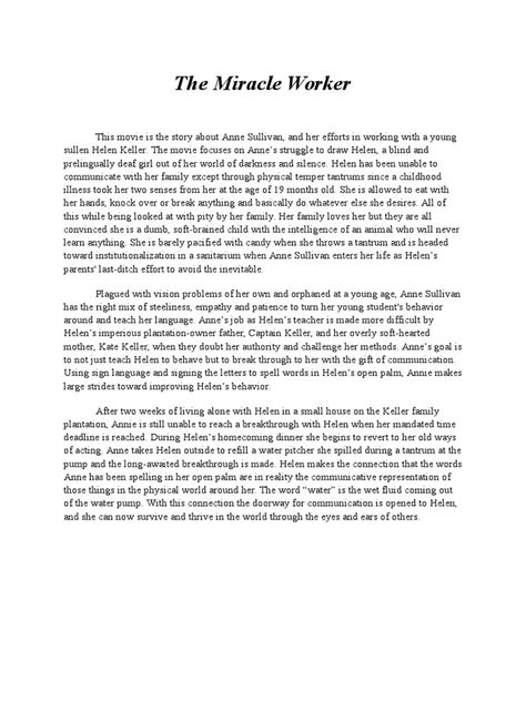 The Miracle Worker Summary