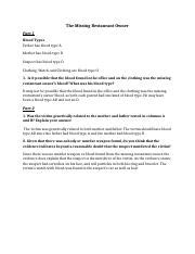 The Missing Restaurant Owner Answer Key
