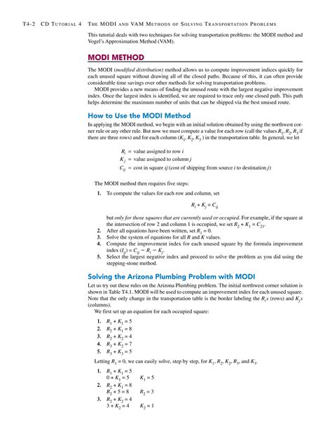 The Modi And Vam Methods Of Solving Transportation Problems