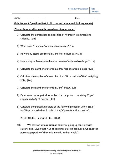 The Mole Chemistry Worksheets And Study Guides High The Mole Worksheet Chemistry Answers - The Mole Worksheet Chemistry Answers