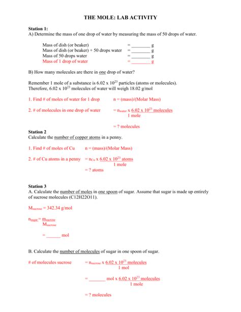The Mole Lab Chemistry Answer Key