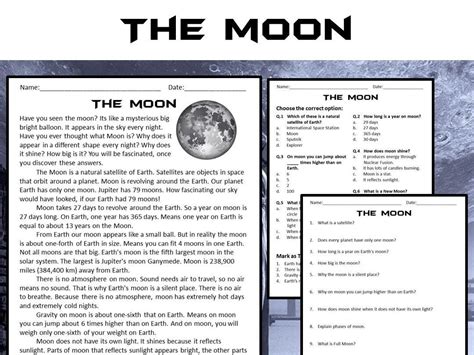 The Moon Reading Comprehension Softschools Com Phases Of The Moon Reading Comprehension - Phases Of The Moon Reading Comprehension