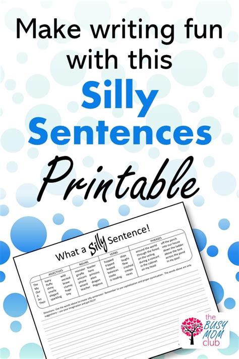 The Most Creative Silly Sentences Free Printable Teach Sentences For Kids To Write - Sentences For Kids To Write