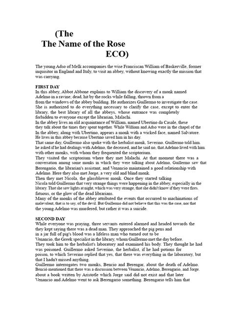 The Name Of Rose Summary