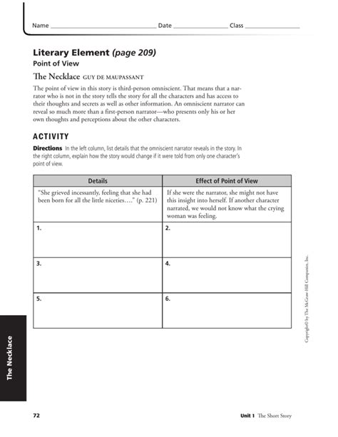 The Necklace Interactive Worksheet Live Worksheets The Necklace Vocabulary Worksheet - The Necklace Vocabulary Worksheet