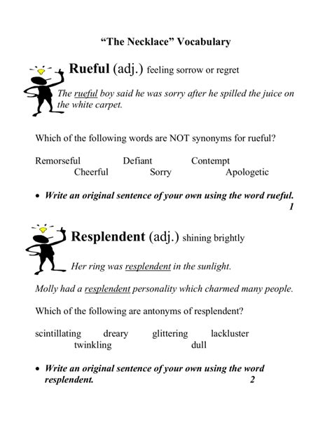 The Necklace Vocabulary Worksheet Pdf Scribd The Necklace Vocabulary Worksheet - The Necklace Vocabulary Worksheet
