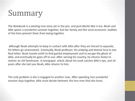The Notebook Detailed Summary