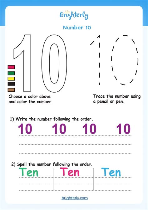 The Number 10 Ten K5 Learning Kindergarten Number Worksheets 1 10 - Kindergarten Number Worksheets 1 10