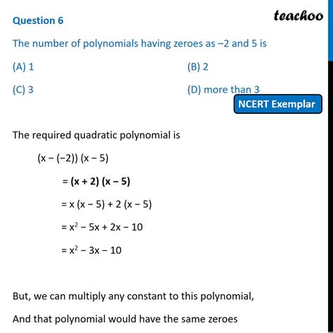 The Number Of Polynomials Having Zeros As And 5 Is