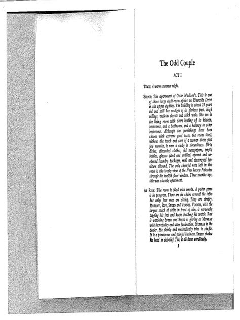 The Odd Couple Male Script