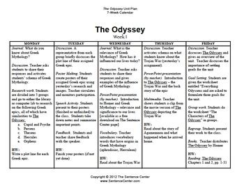 The Odyssey Daily Lesson Calendar Odyssey Vocabulary Worksheet - Odyssey Vocabulary Worksheet