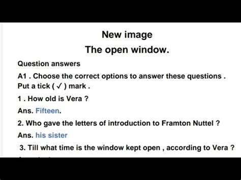 The Open Window Question Answers