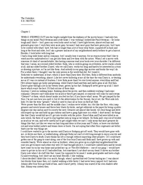The Outsiders Book Chapter 1