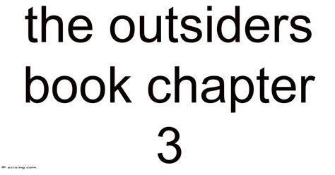 The Outsiders Book Chapter 3 Summary