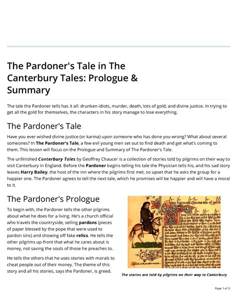 The Pardoner S Tale Sparknotes