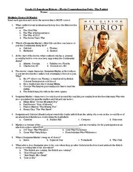 The Patriot Movie Worksheet Pdf The Patriot Movie The Patriot Worksheet - The Patriot Worksheet