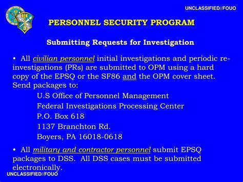 The Personnel Security Program Establishes