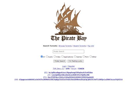 The Pirates Bay Website