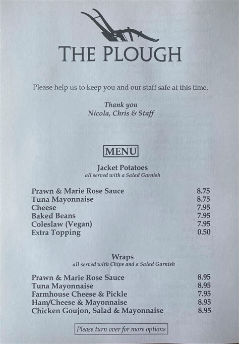 the plough uttoxeter - Menu