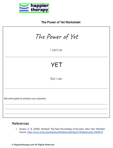 The Power Of Yet Worksheet Happiertherapy The Power Of Yet Worksheet - The Power Of Yet Worksheet