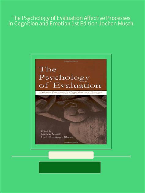 the psychology of evaluation affective processes in cognition and emotion