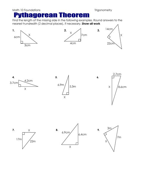 The Pythagorean Theorem Assignment Answers