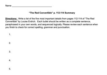 The Red Convertible Summary