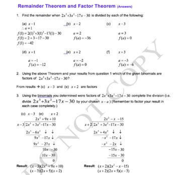 The Remainder And Factor Theorems Worksheet   Remainder Theorem Definition Formula And Examples It Lesson - The Remainder And Factor Theorems Worksheet