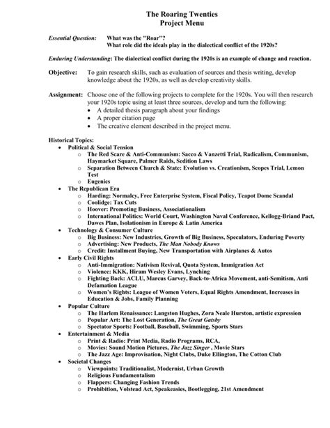 The Roaring Twenties Answer Key