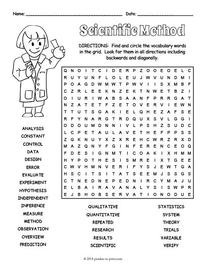 The Scientific Method Word Search Puzzle Worksheet Activity Scientific Method Vocabulary Worksheet Answer Key - Scientific Method Vocabulary Worksheet Answer Key