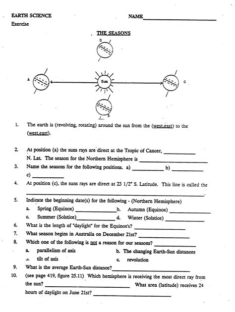 The Seasons Worksheet Answer Key Reasons For Seasons Worksheet Answers - Reasons For Seasons Worksheet Answers