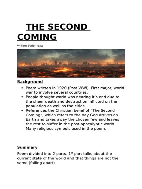 The Second Coming Summary