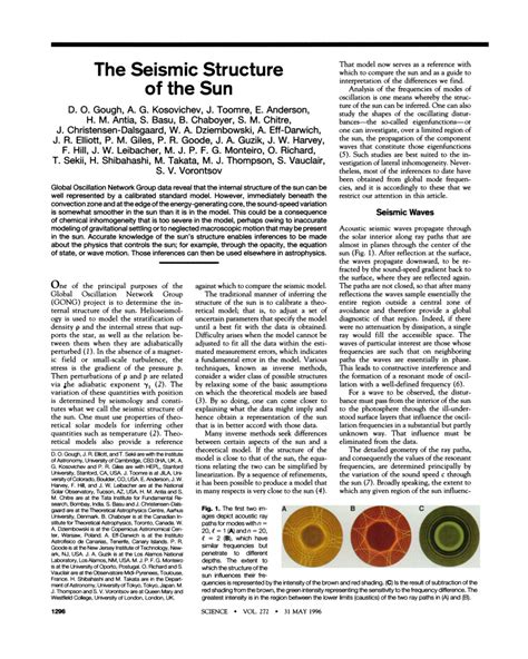 The Seismic Structure Of The Sun Science Science Of The Sun - Science Of The Sun