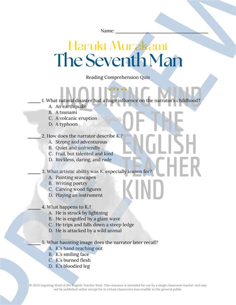 The Seventh Man Answer Key