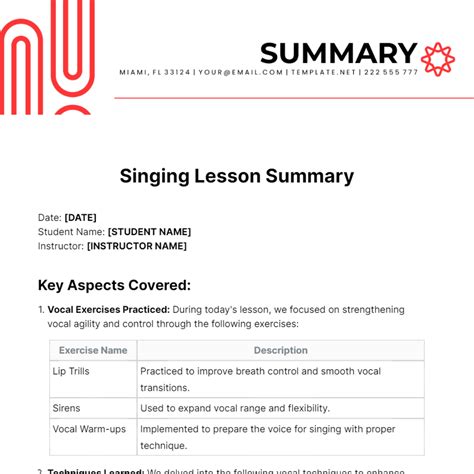 The Singing Lesson Summary