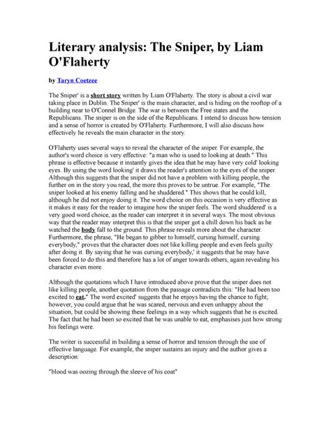 The Sniper Literary Analysis
