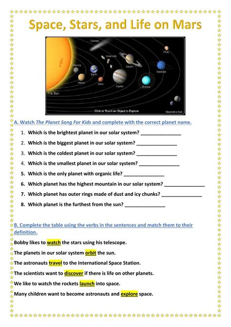 The Solar System Online Exercise For Grade 2 Planet Question Worksheet Grade 2 - Planet Question Worksheet Grade 2